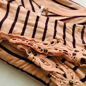 Free people long embroidered sleeve top